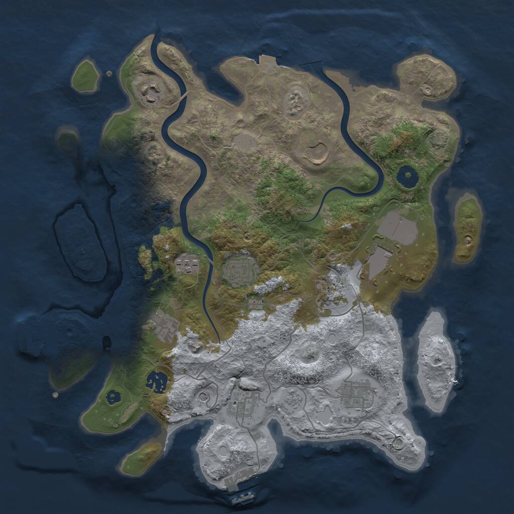 Rust Map: Procedural Map, Size: 3550, Seed: 759244, 16 Monuments