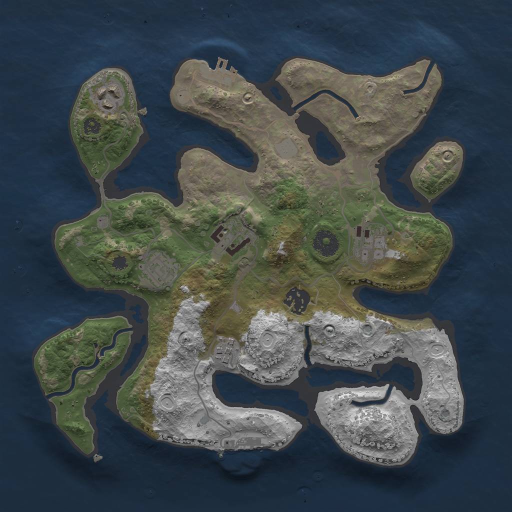 Rust Map: Procedural Map, Size: 3000, Seed: 1982330643, 13 Monuments
