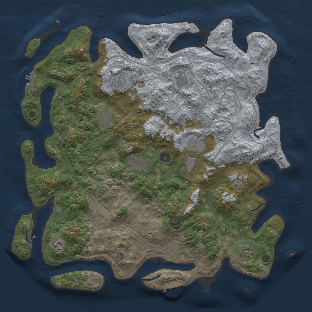 Rust Map: Procedural Map, Size: 4500, Seed: 4811096, 16 Monuments
