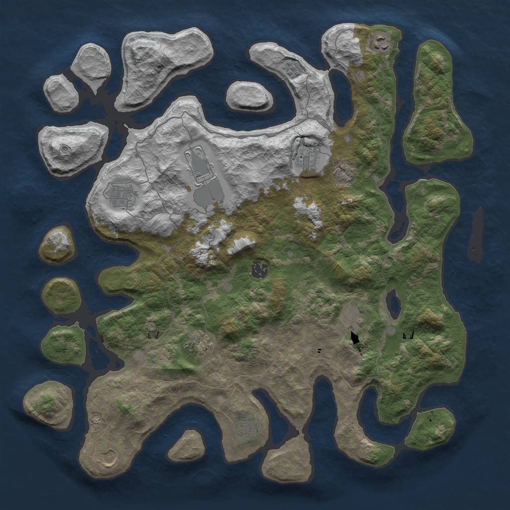 Rust Map: Barren, Size: 4500, Seed: 184791, 13 Monuments