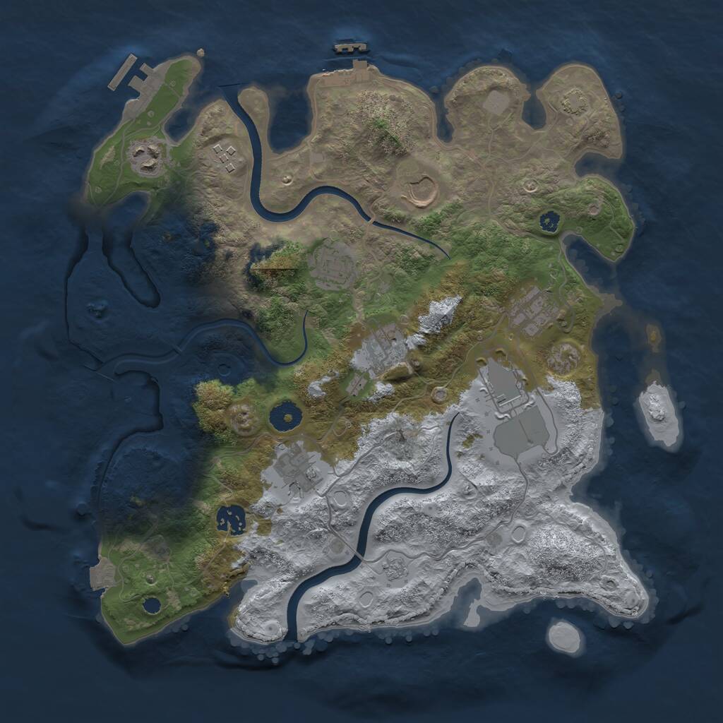 Rust Map: Procedural Map, Size: 3550, Seed: 73545, 15 Monuments