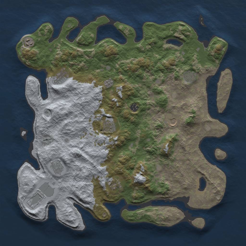 Rust Map: Barren, Size: 4500, Seed: 4214879, 13 Monuments