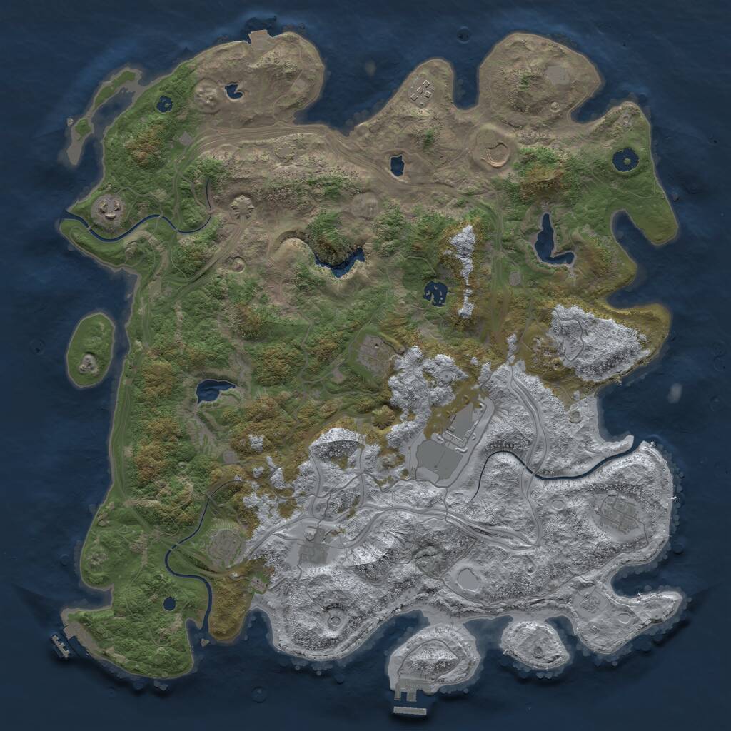 Rust Map: Procedural Map, Size: 4500, Seed: 2038341664, 16 Monuments