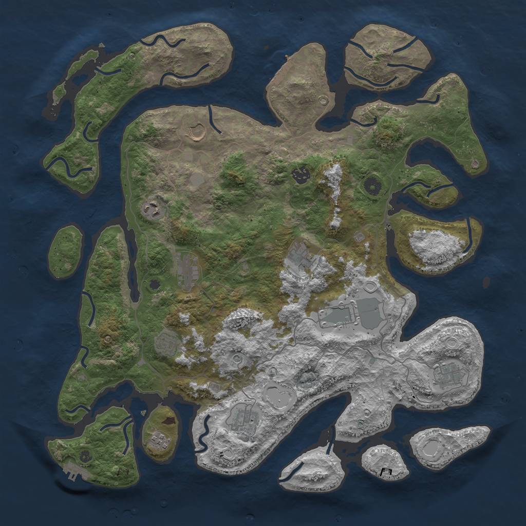 Rust Map: Procedural Map, Size: 4500, Seed: 2038341664, 18 Monuments