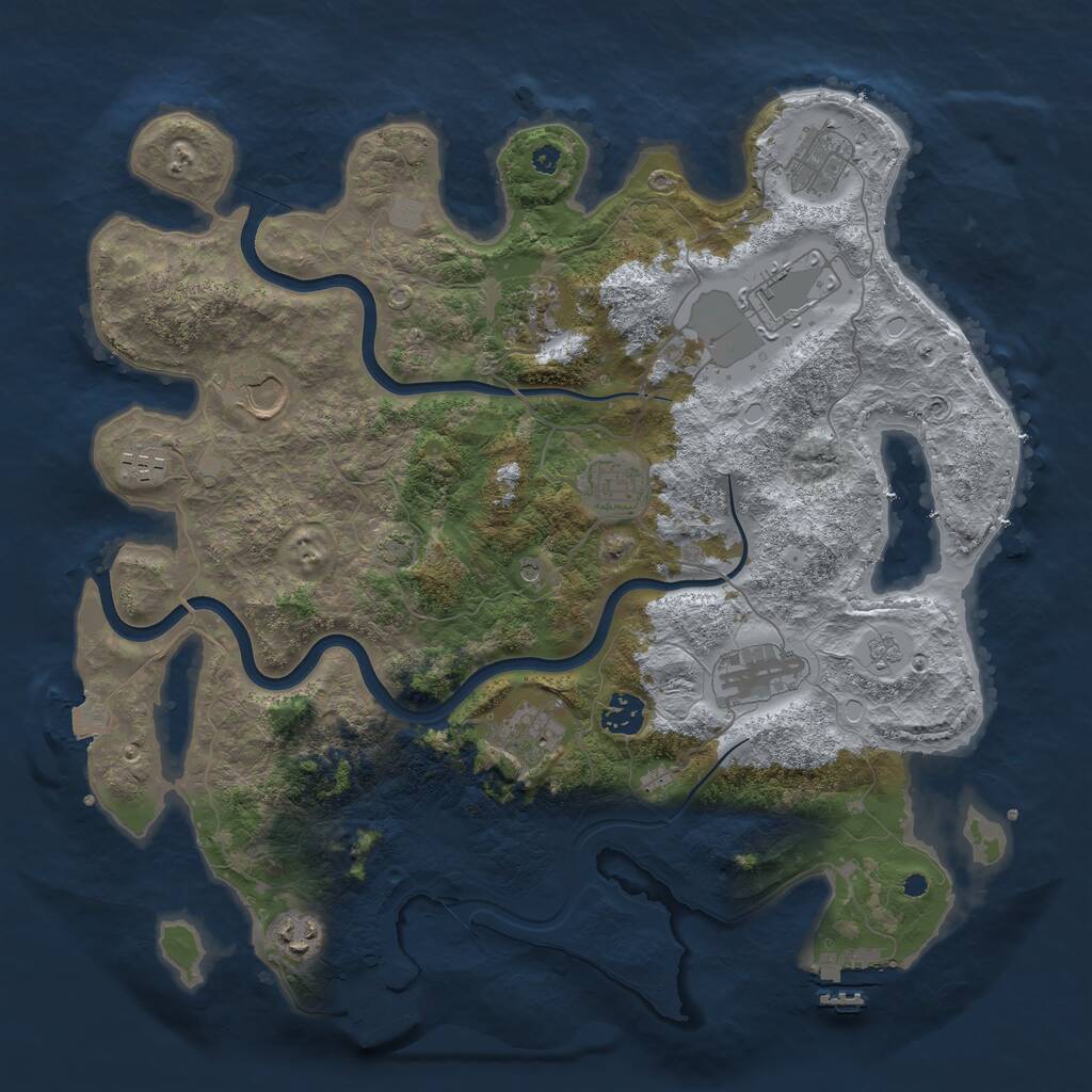 Rust Map: Procedural Map, Size: 3850, Seed: 2049525649, 16 Monuments