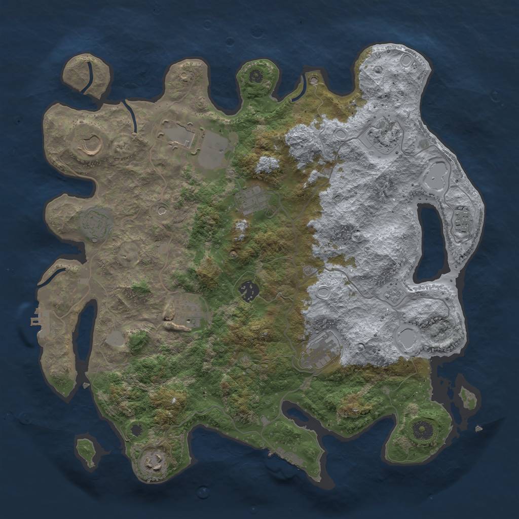 Rust Map: Procedural Map, Size: 3850, Seed: 2049525649, 17 Monuments