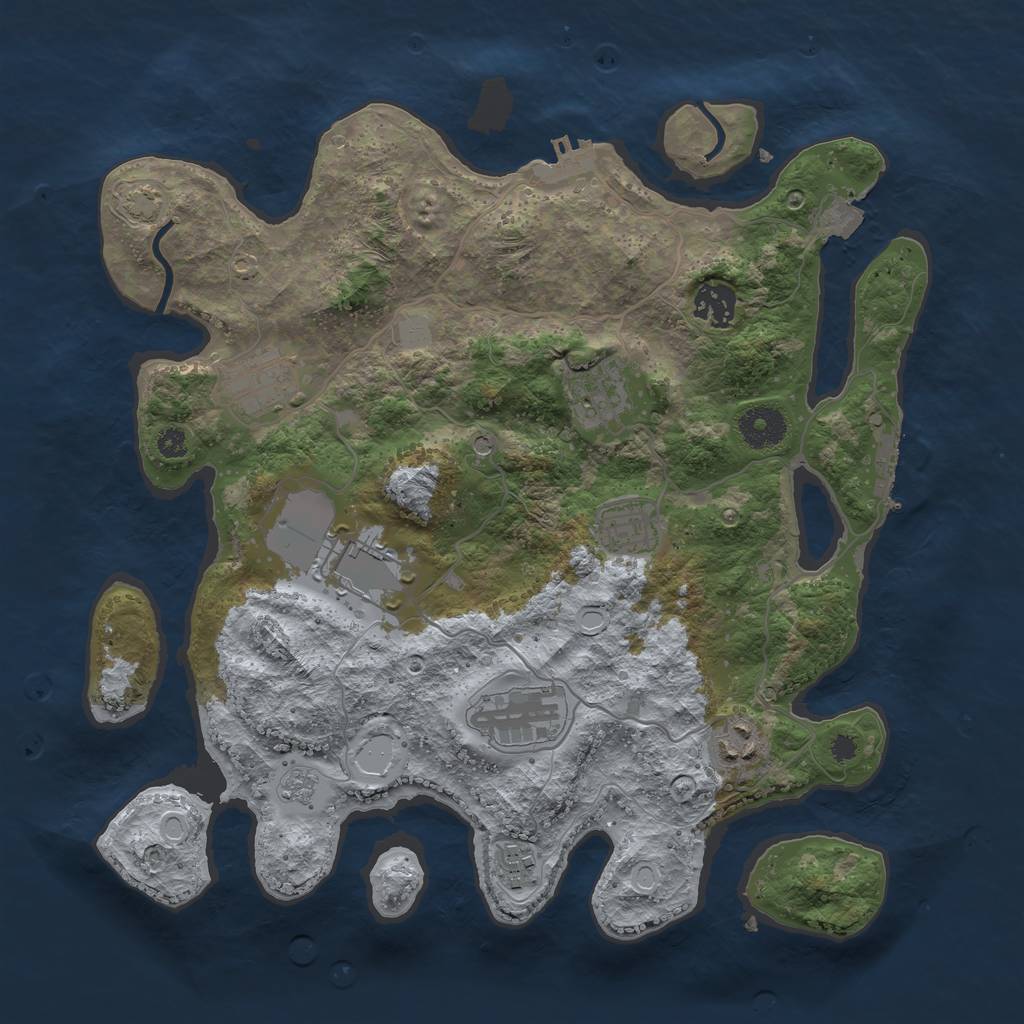 Rust Map: Procedural Map, Size: 3500, Seed: 566663876, 16 Monuments