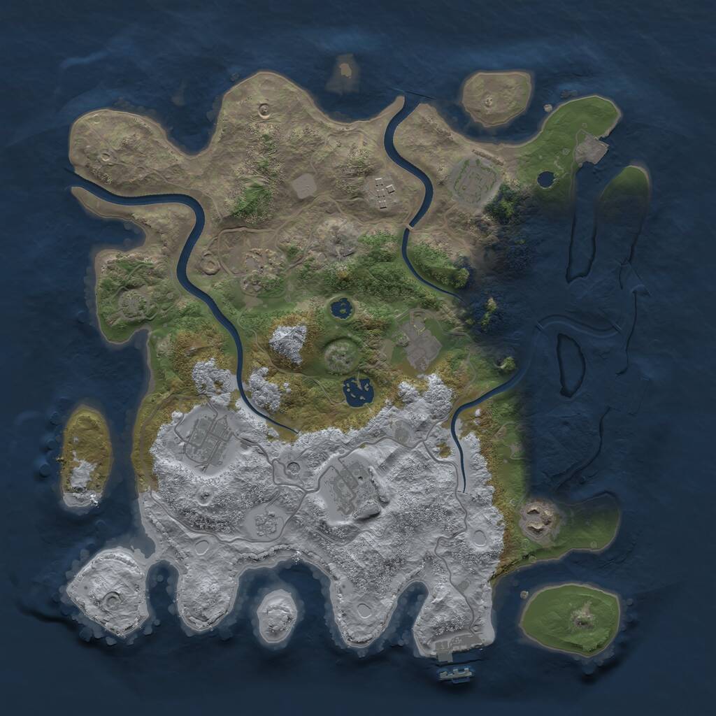 Rust Map: Procedural Map, Size: 3500, Seed: 566663876, 14 Monuments