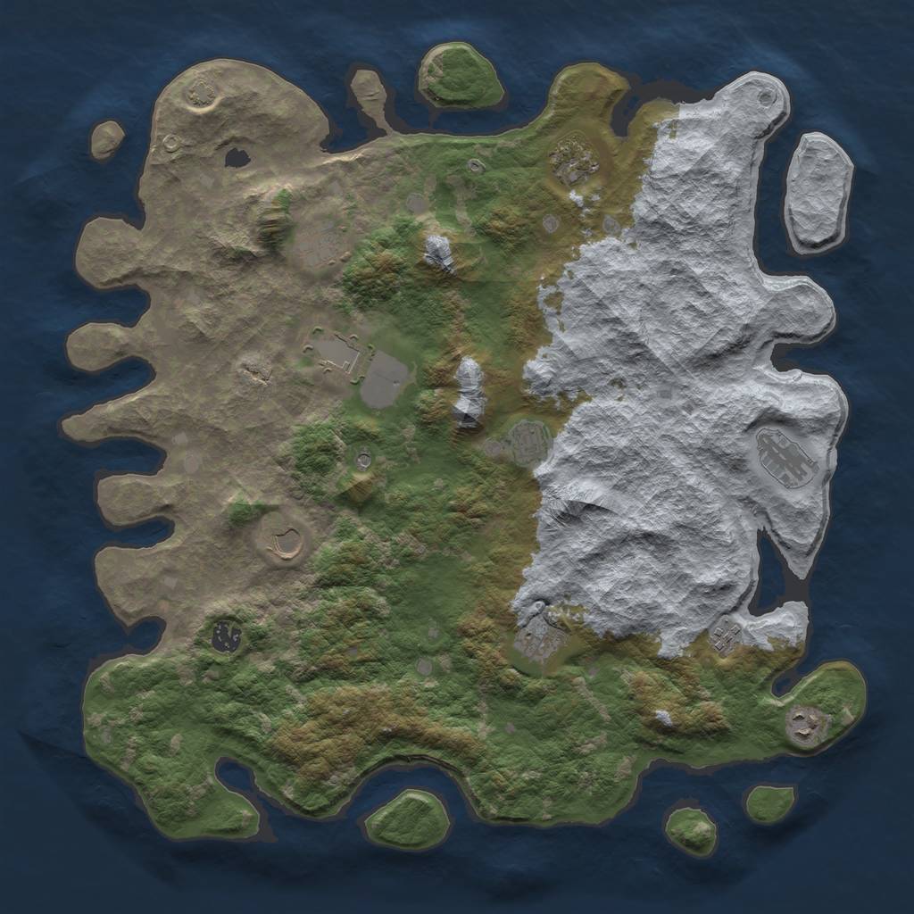 Rust Map: Barren, Size: 4500, Seed: 1323701, 14 Monuments