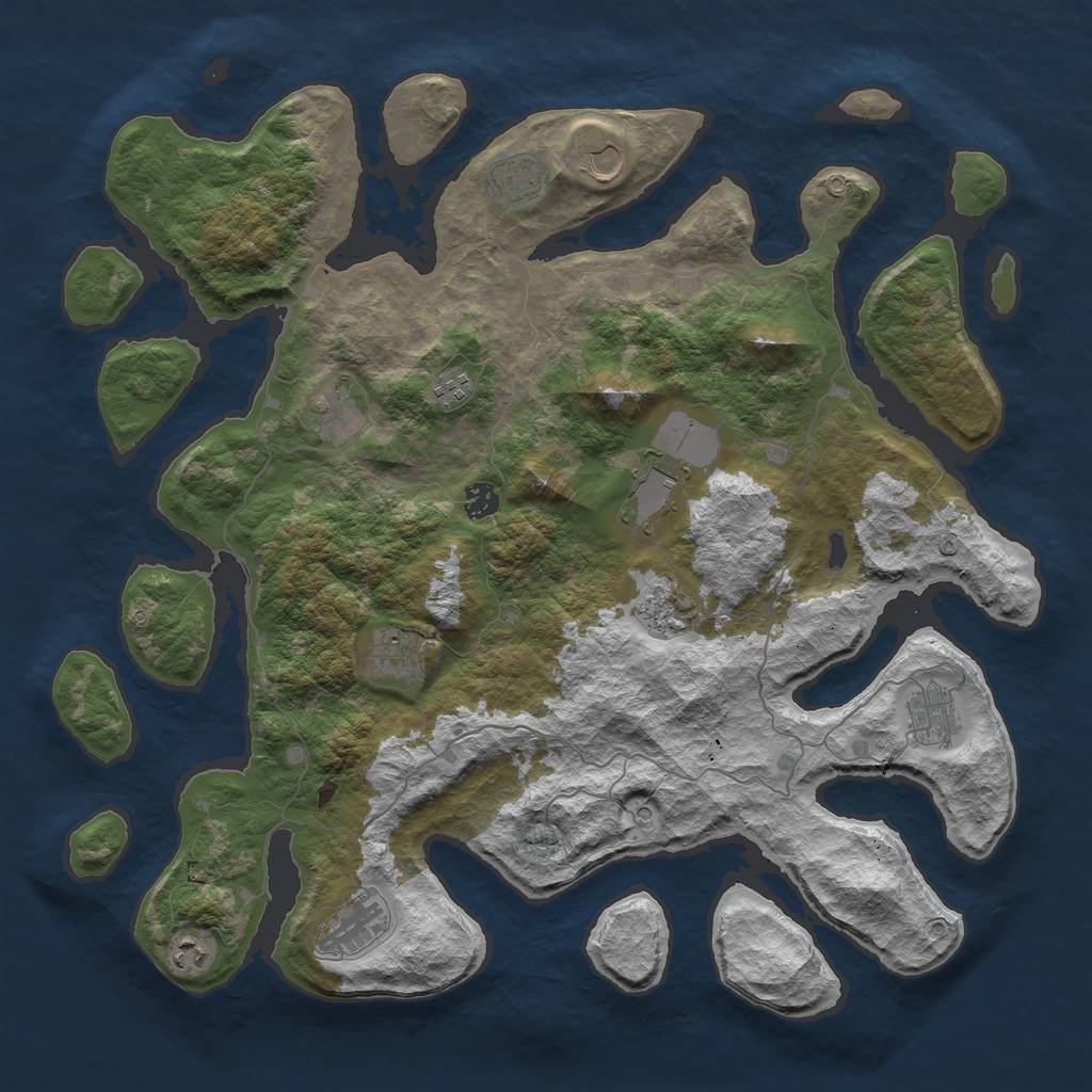 Rust Map: Barren, Size: 4500, Seed: 3090591, 14 Monuments