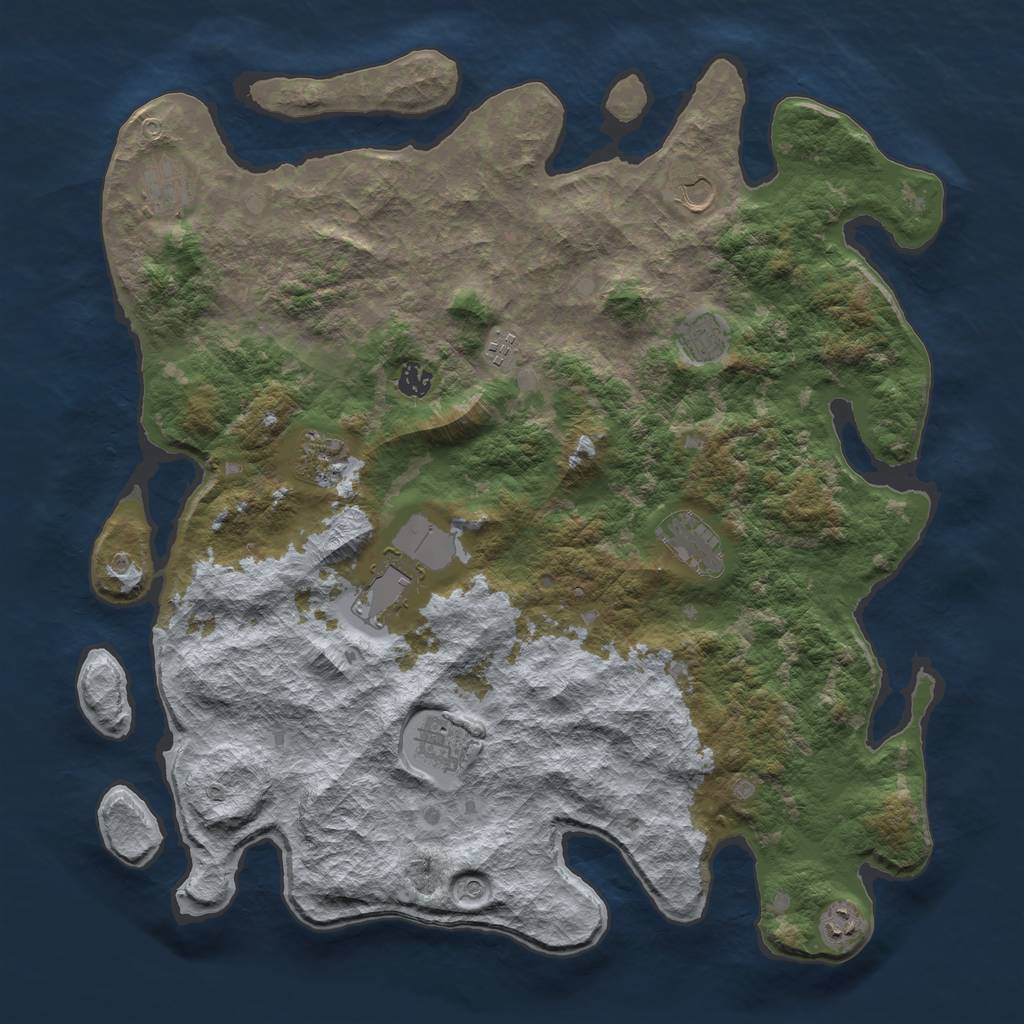 Rust Map: Barren, Size: 4500, Seed: 5256368, 13 Monuments