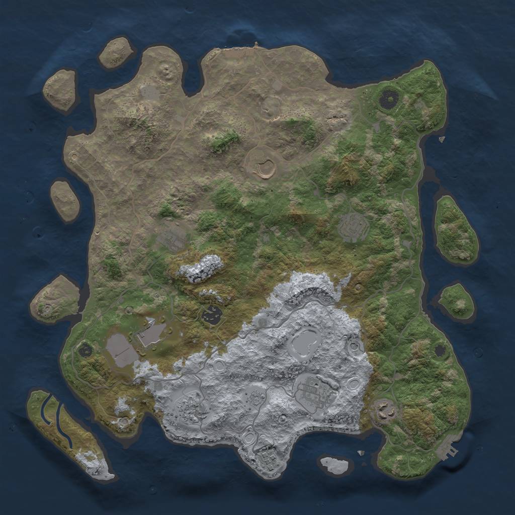 Rust Map: Procedural Map, Size: 4000, Seed: 810166, 16 Monuments
