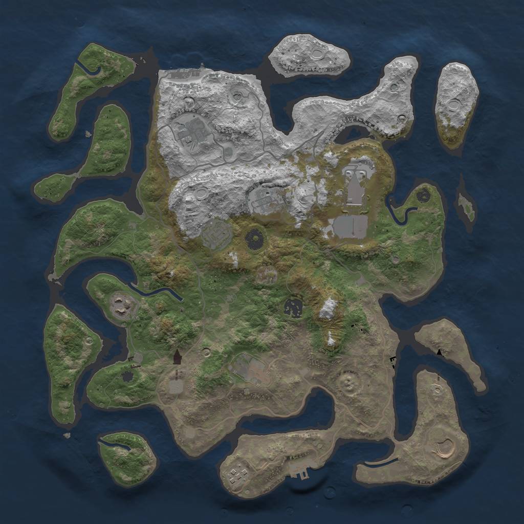 Rust Map: Procedural Map, Size: 4000, Seed: 229853, 17 Monuments