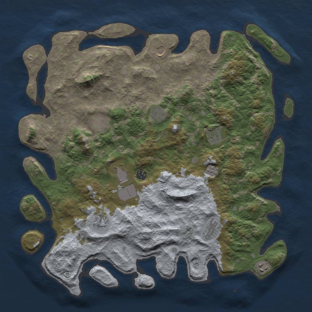 Rust Map: Barren, Size: 4500, Seed: 2275551, 13 Monuments