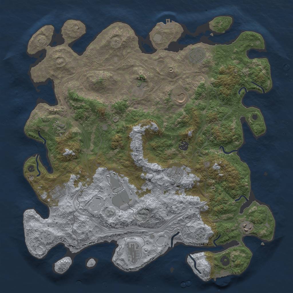 Rust Map: Procedural Map, Size: 4500, Seed: 596826, 19 Monuments