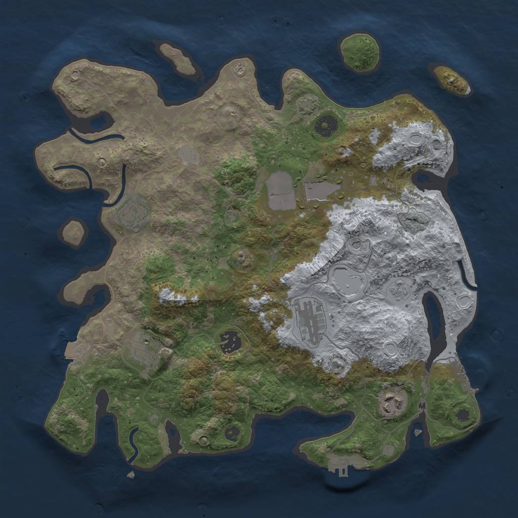 Rust Map: Procedural Map, Size: 3500, Seed: 1065826657, 14 Monuments