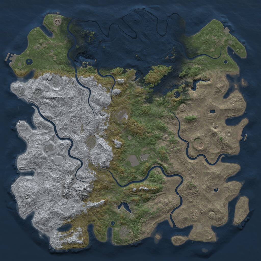Rust Map: Procedural Map, Size: 6000, Seed: 442344234, 17 Monuments