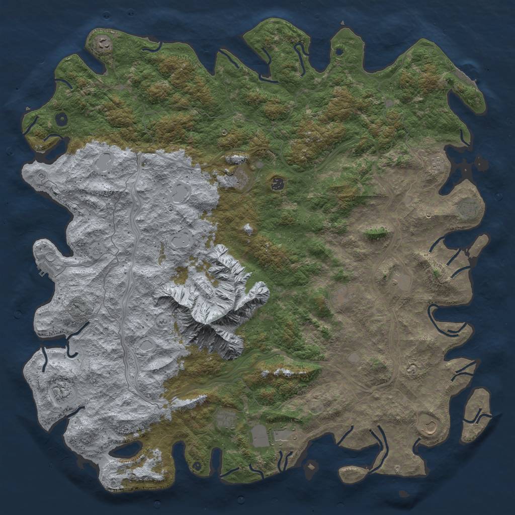 Rust Map: Procedural Map, Size: 6000, Seed: 442344234, 18 Monuments