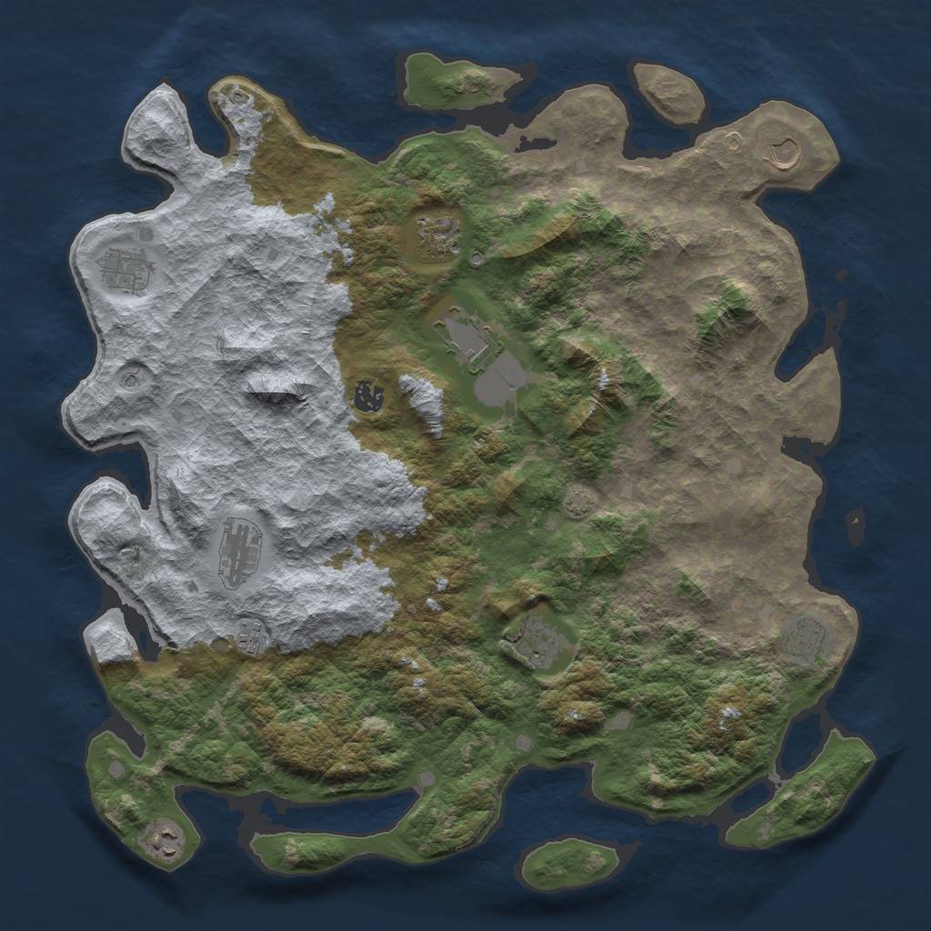 Rust Map: Barren, Size: 4500, Seed: 5149556, 14 Monuments