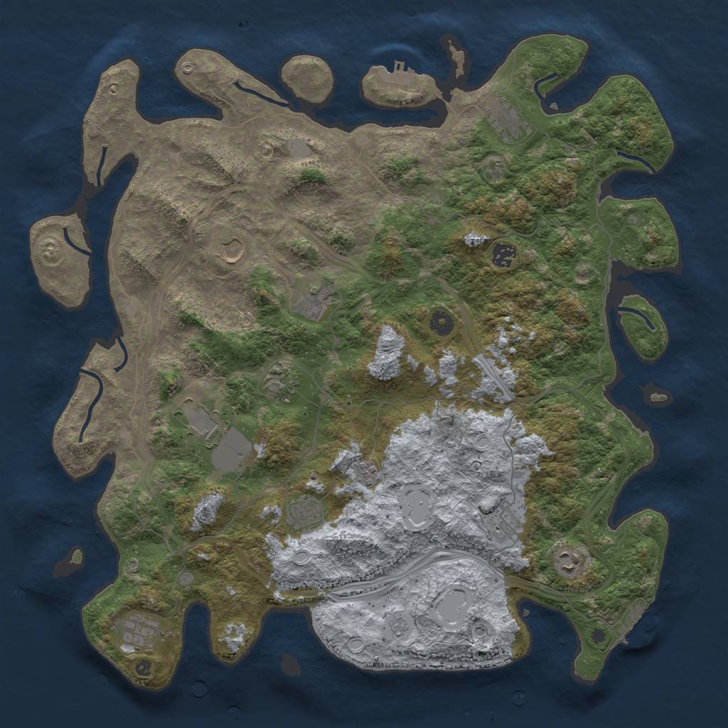 Rust Map: Procedural Map, Size: 4500, Seed: 4589781, 18 Monuments