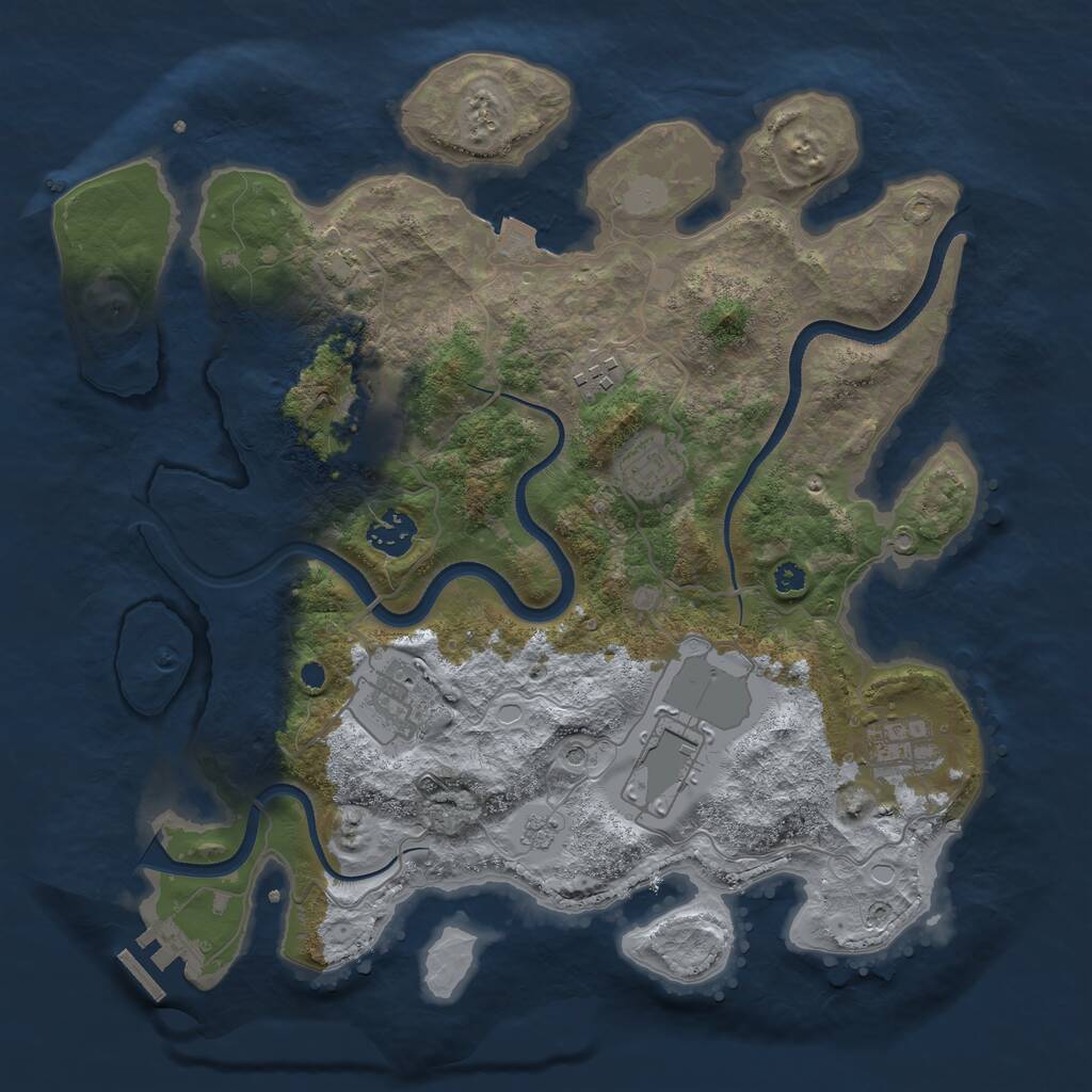 Rust Map: Procedural Map, Size: 3550, Seed: 582714, 12 Monuments
