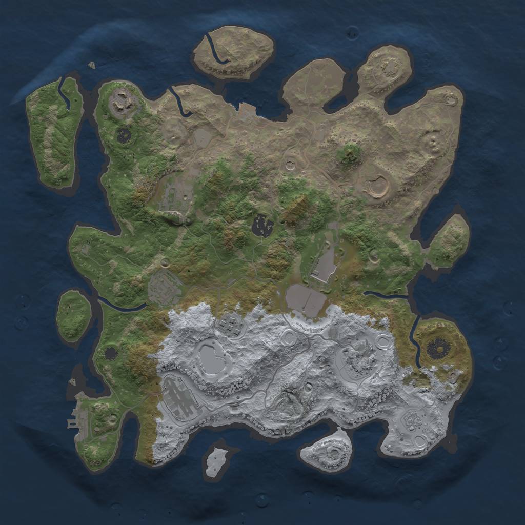 Rust Map: Procedural Map, Size: 3550, Seed: 582714, 16 Monuments