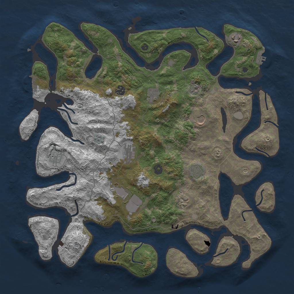 Rust Map: Procedural Map, Size: 4500, Seed: 3616144, 18 Monuments