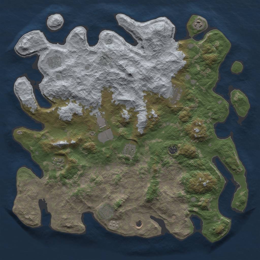 Rust Map: Barren, Size: 4500, Seed: 1902006, 13 Monuments