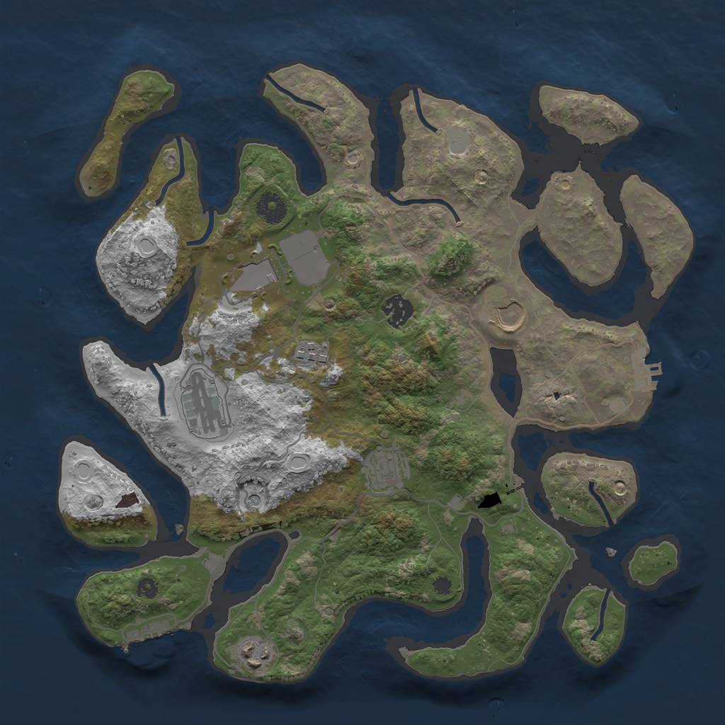 Rust Map: Procedural Map, Size: 3550, Seed: 379957, 15 Monuments