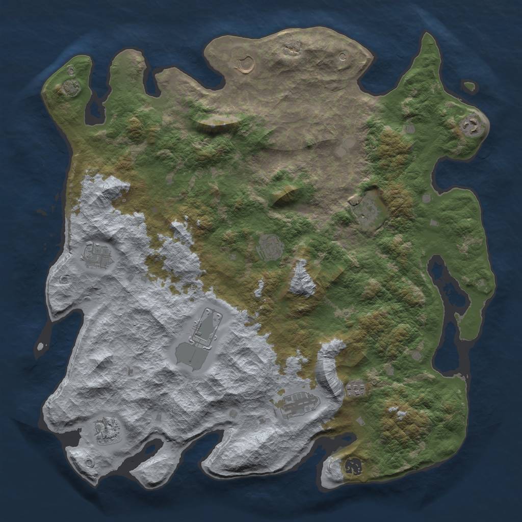 Rust Map: Barren, Size: 4500, Seed: 775187, 14 Monuments