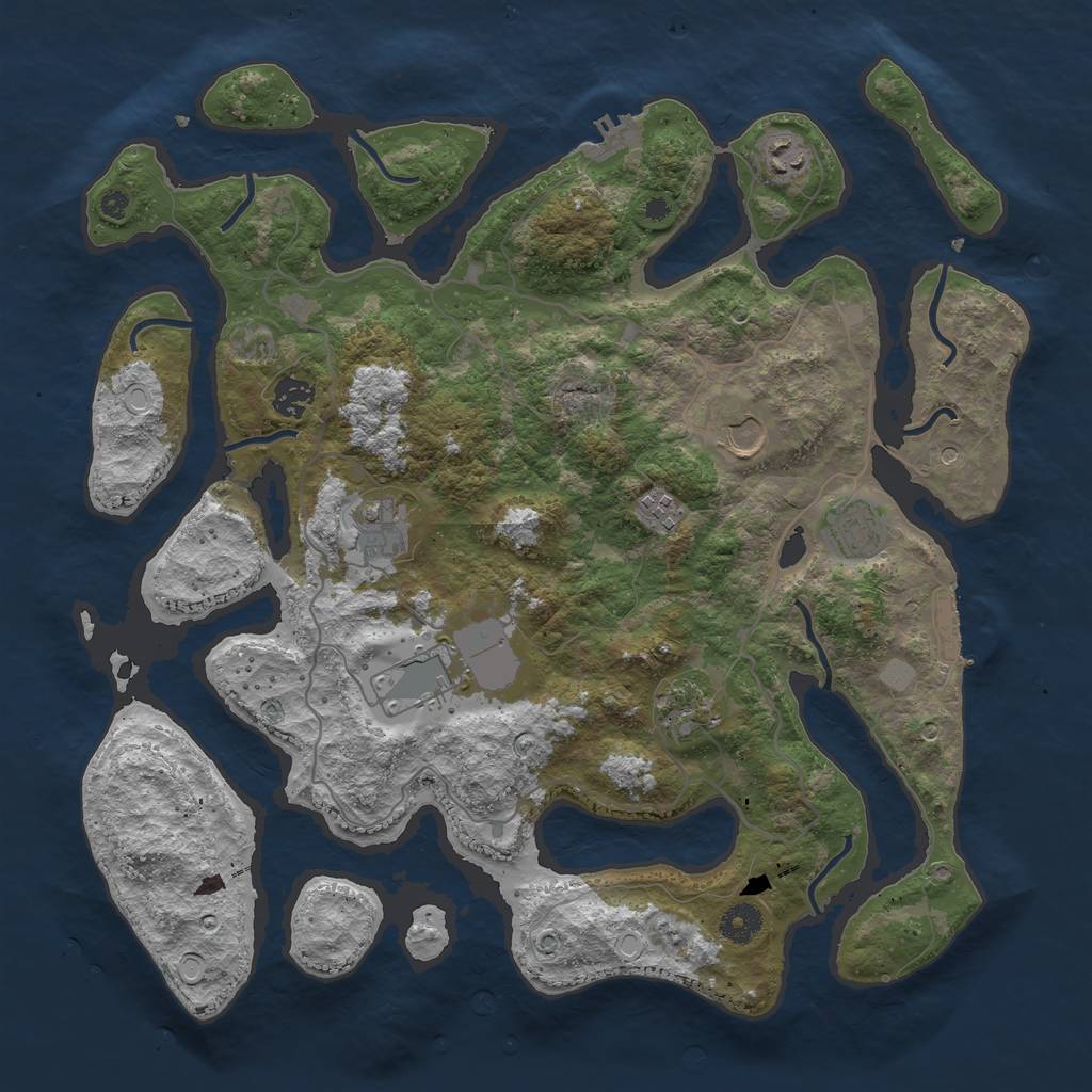 Rust Map: Procedural Map, Size: 4000, Seed: 556618, 16 Monuments