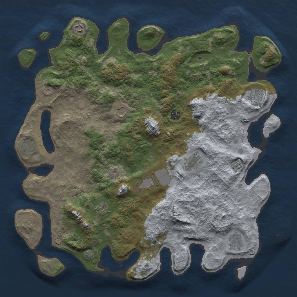 Rust Map: Barren, Size: 4500, Seed: 5862116, 14 Monuments