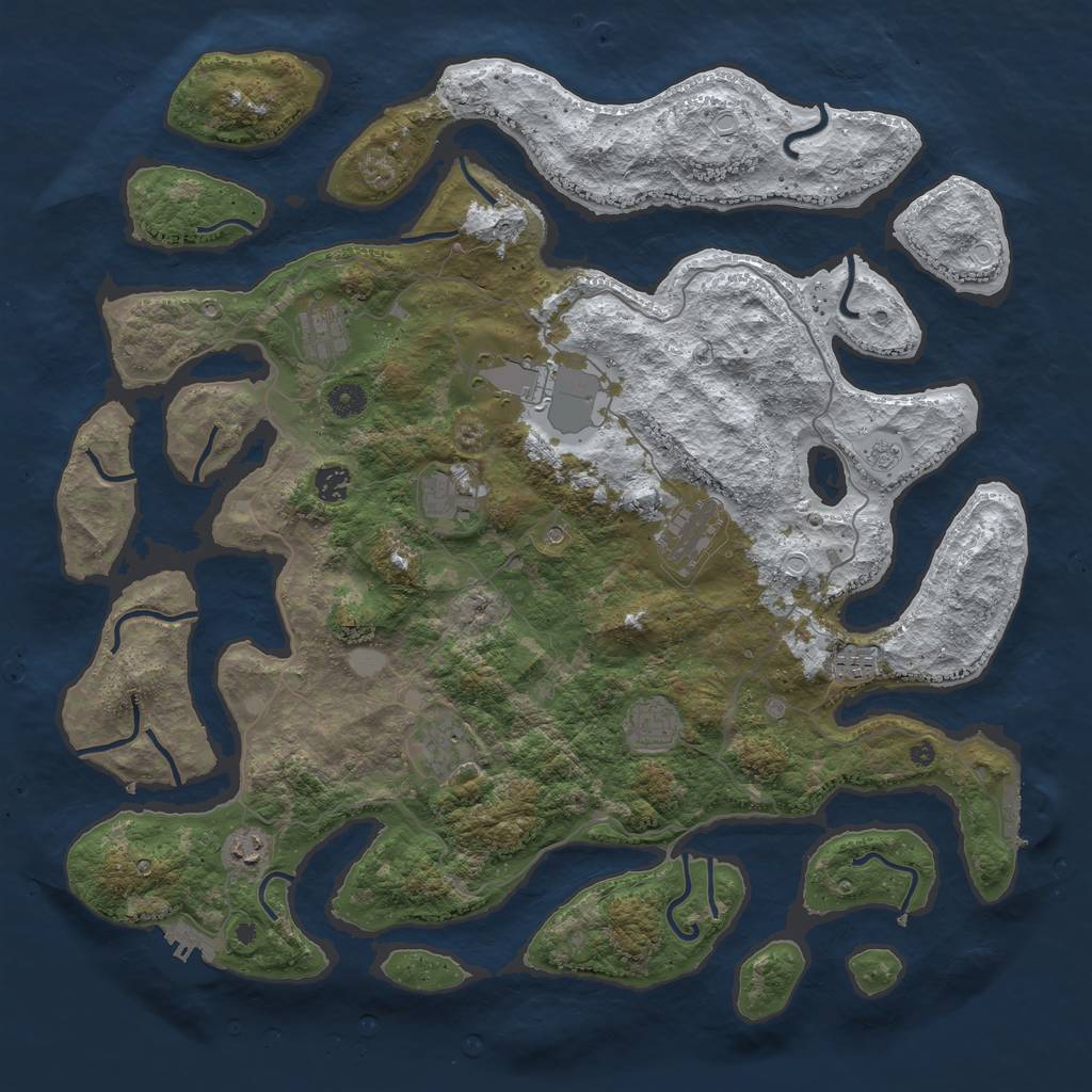 Rust Map: Procedural Map, Size: 4500, Seed: 1234567890, 18 Monuments