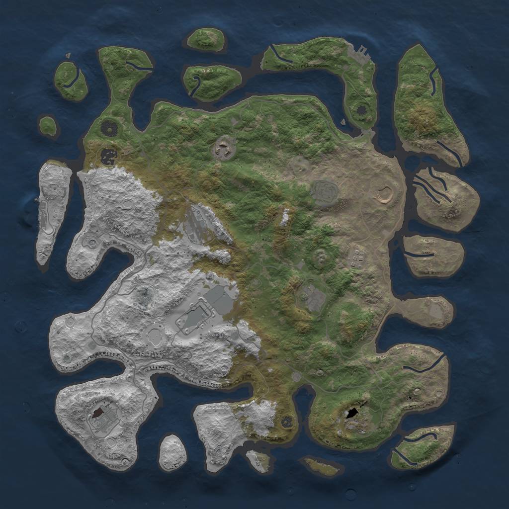 Rust Map: Procedural Map, Size: 4500, Seed: 4293813, 18 Monuments