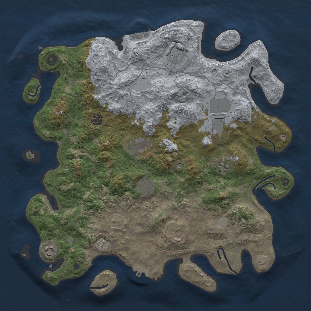 Rust Map: Procedural Map, Size: 4000, Seed: 100289, 17 Monuments