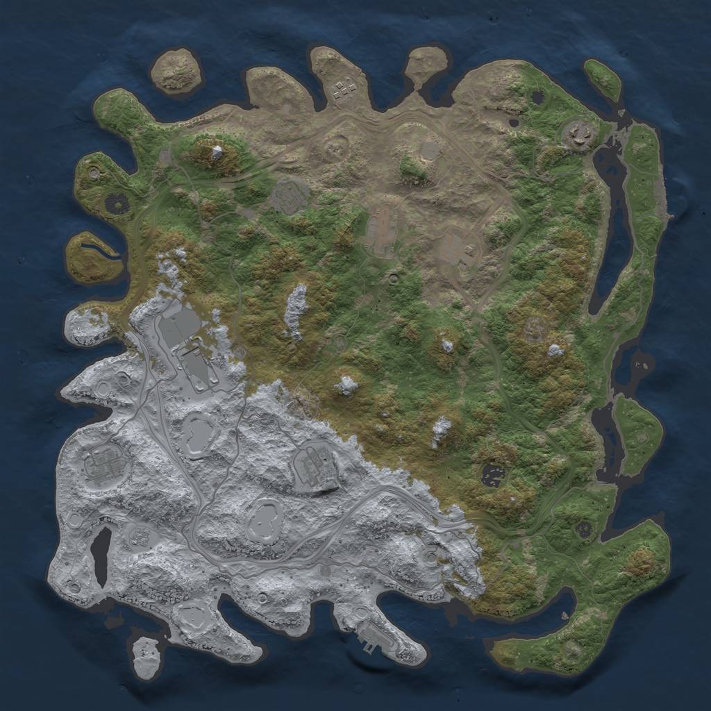 Rust Map: Procedural Map, Size: 4500, Seed: 4590314, 16 Monuments