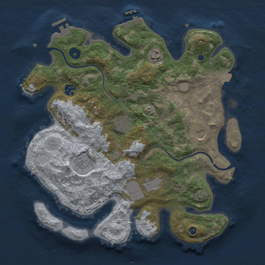 Rust Map: Procedural Map, Size: 3500, Seed: 36, 12 Monuments