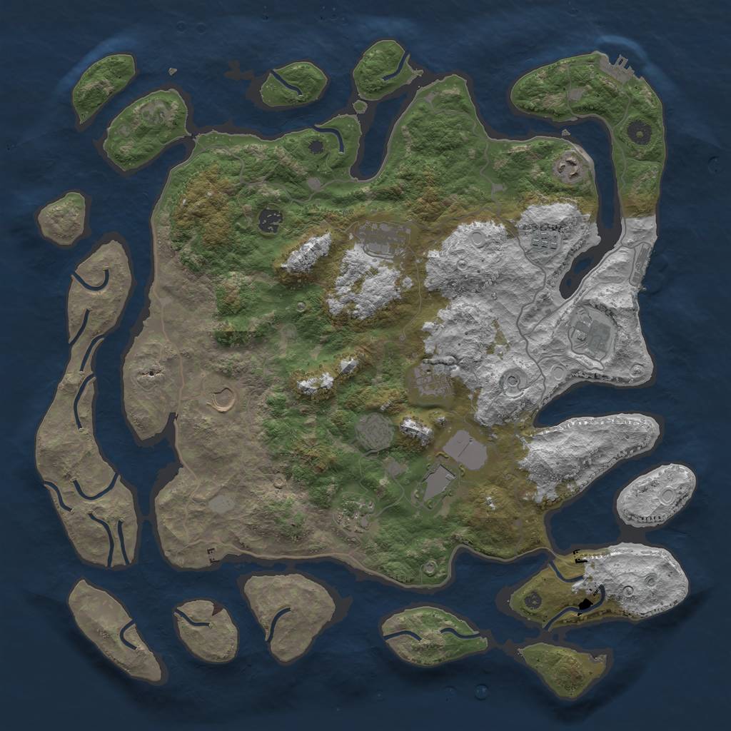 Rust Map: Procedural Map, Size: 4500, Seed: 3554757, 18 Monuments