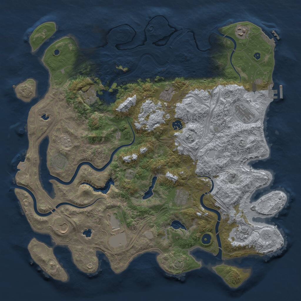 Rust Map: Procedural Map, Size: 4500, Seed: 3554757, 17 Monuments