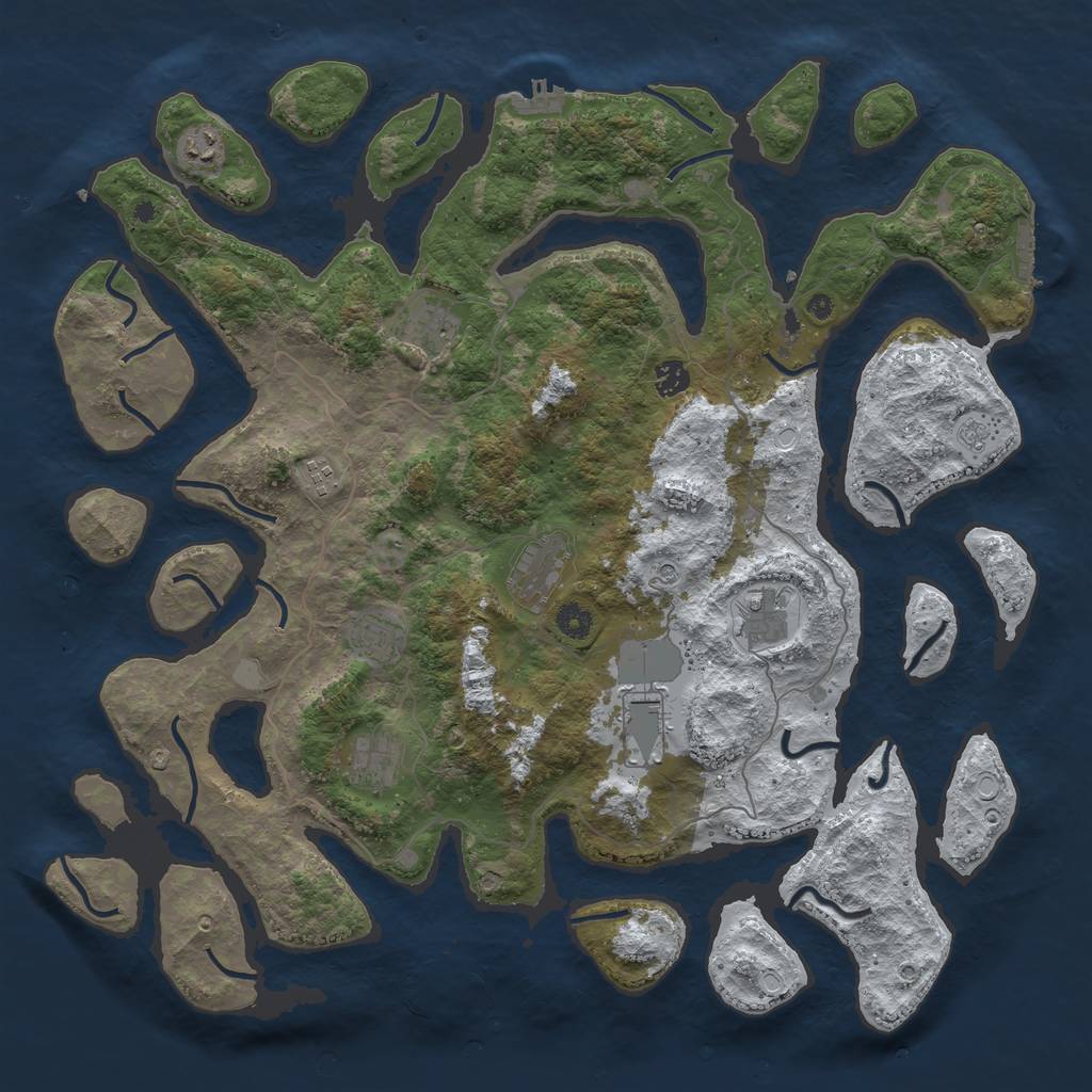 Rust Map: Procedural Map, Size: 4500, Seed: 3264125, 18 Monuments