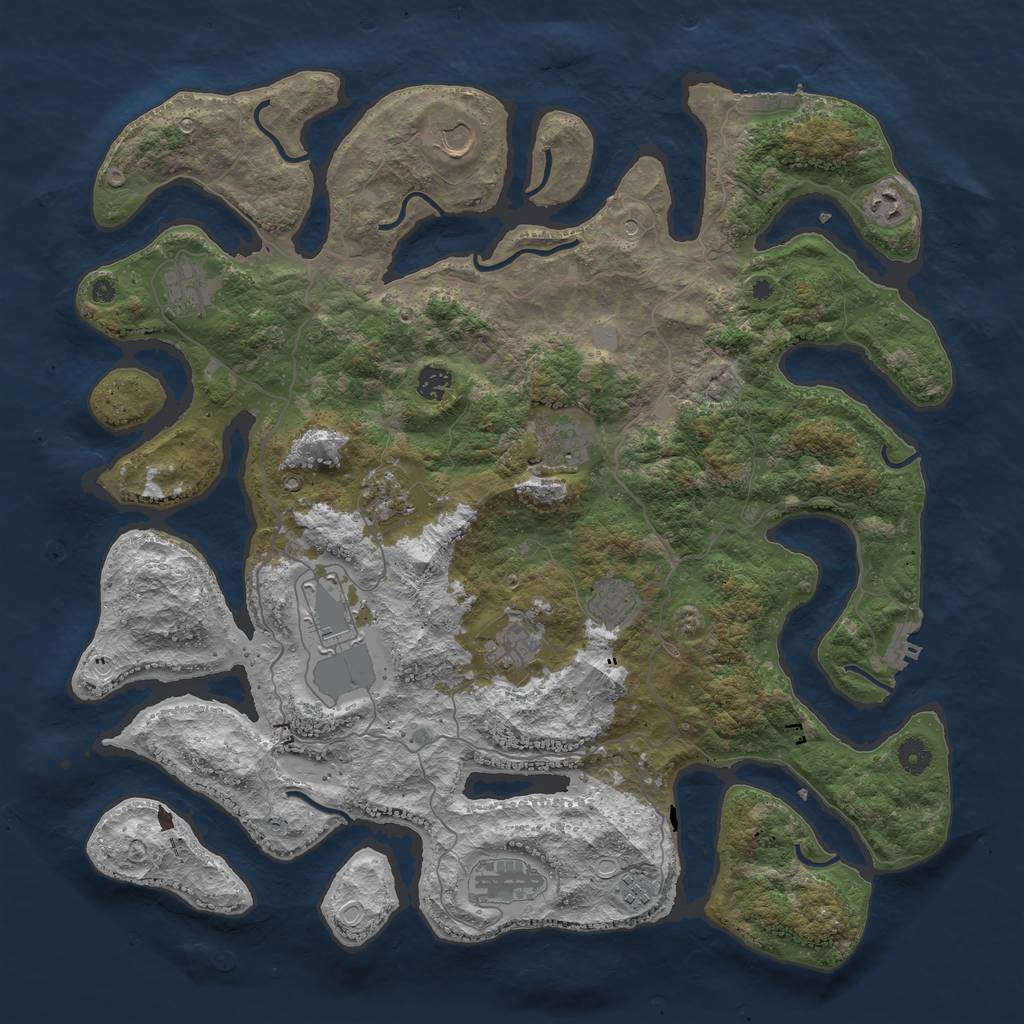 Rust Map: Procedural Map, Size: 4500, Seed: 121515421, 19 Monuments