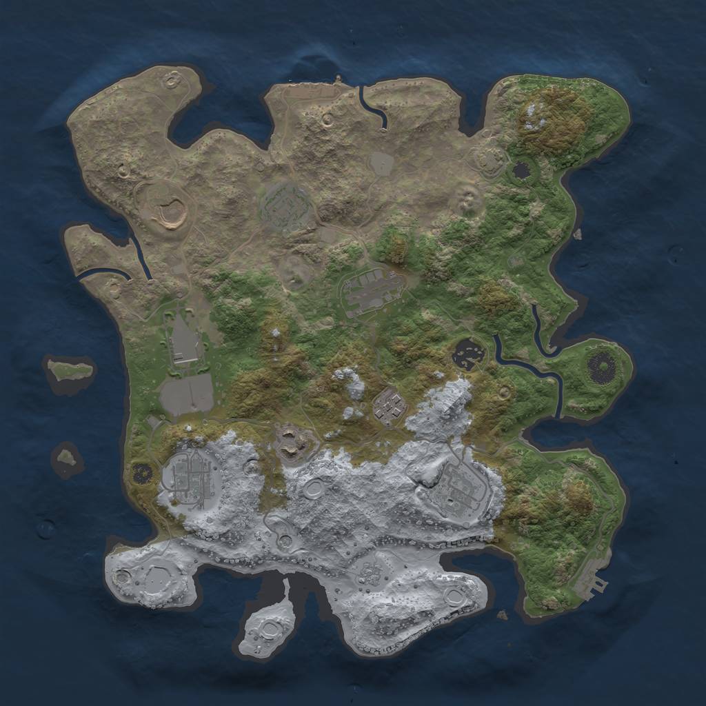 Rust Map: Procedural Map, Size: 3500, Seed: 688251326, 17 Monuments