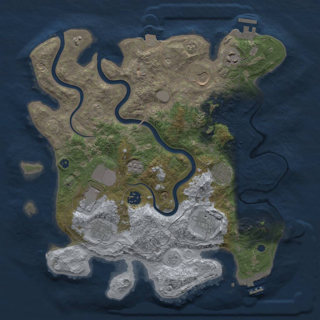 Rust Map: Procedural Map, Size: 3500, Seed: 688251326, 14 Monuments