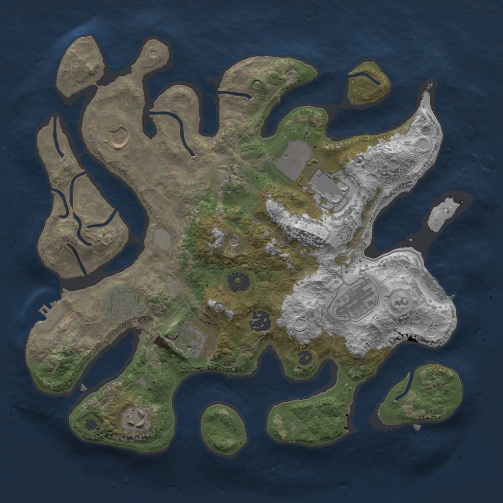 Rust Map: Procedural Map, Size: 3500, Seed: 1598604019, 16 Monuments