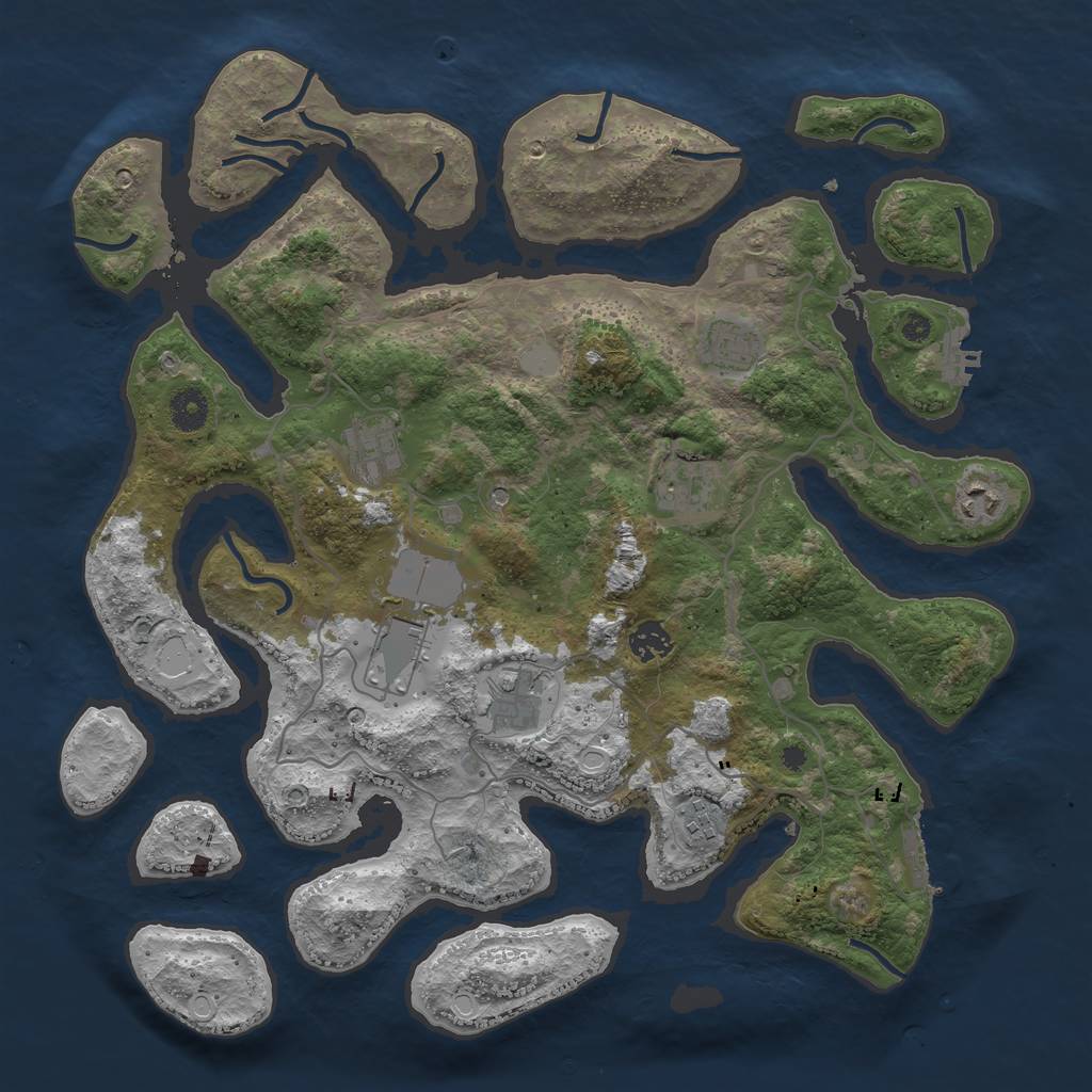 Rust Map: Procedural Map, Size: 4000, Seed: 704091, 16 Monuments