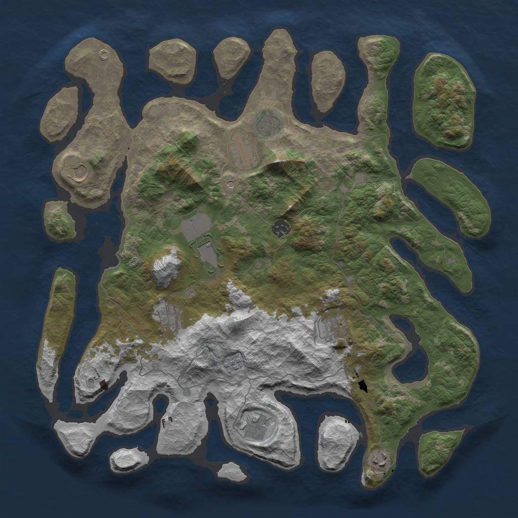 Rust Map: Barren, Size: 4500, Seed: 4625582, 13 Monuments