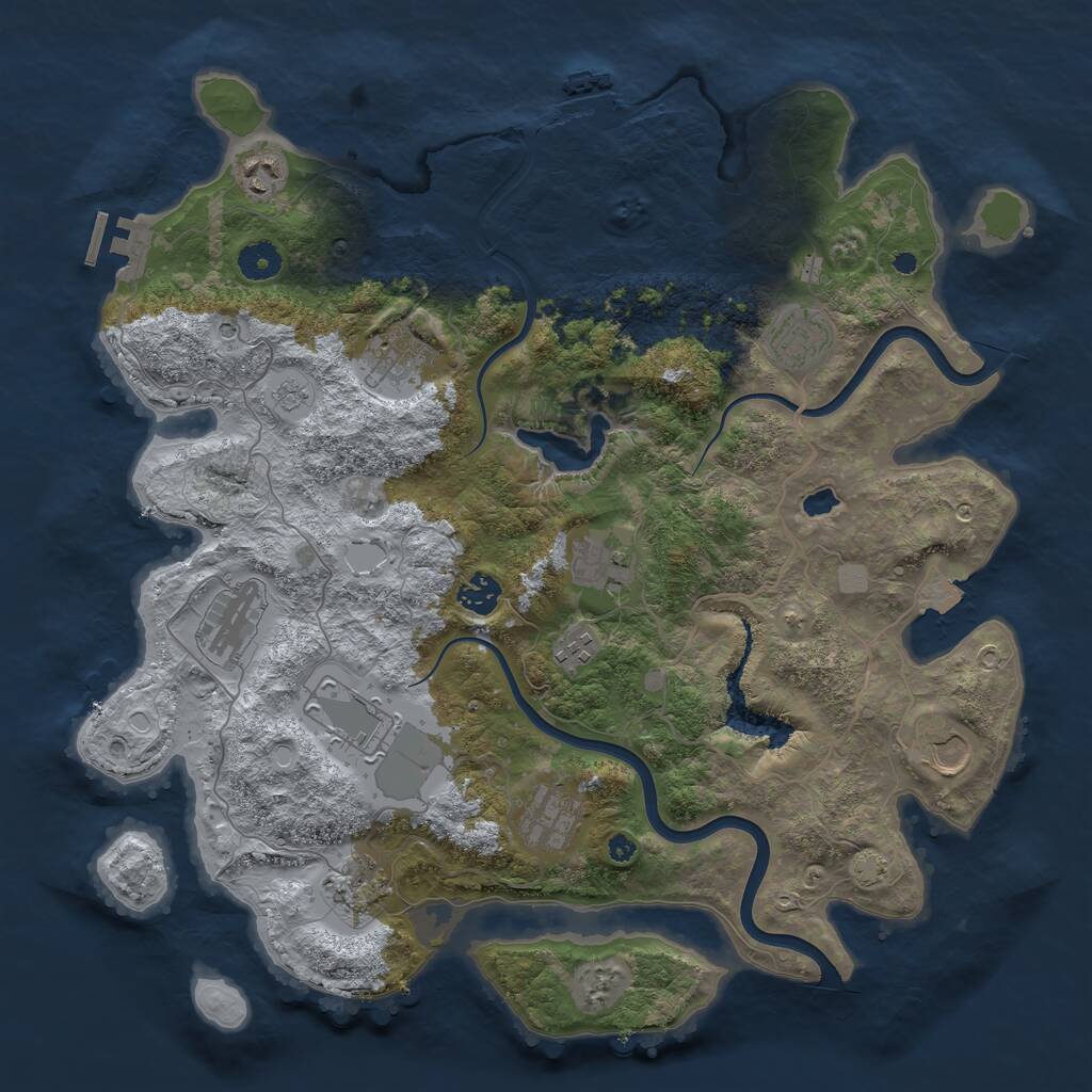 Rust Map: Procedural Map, Size: 4000, Seed: 323967, 17 Monuments