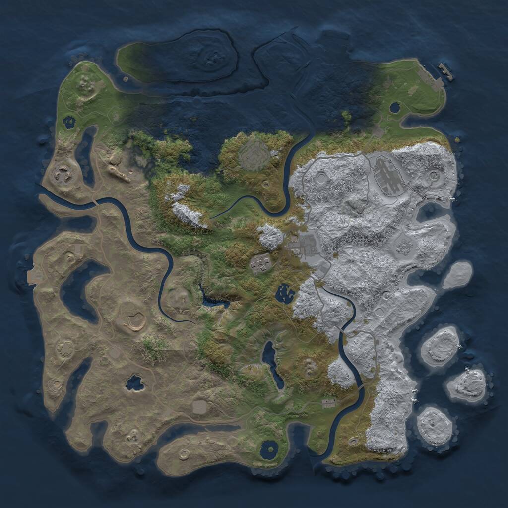 Rust Map: Procedural Map, Size: 4000, Seed: 2316724, 14 Monuments