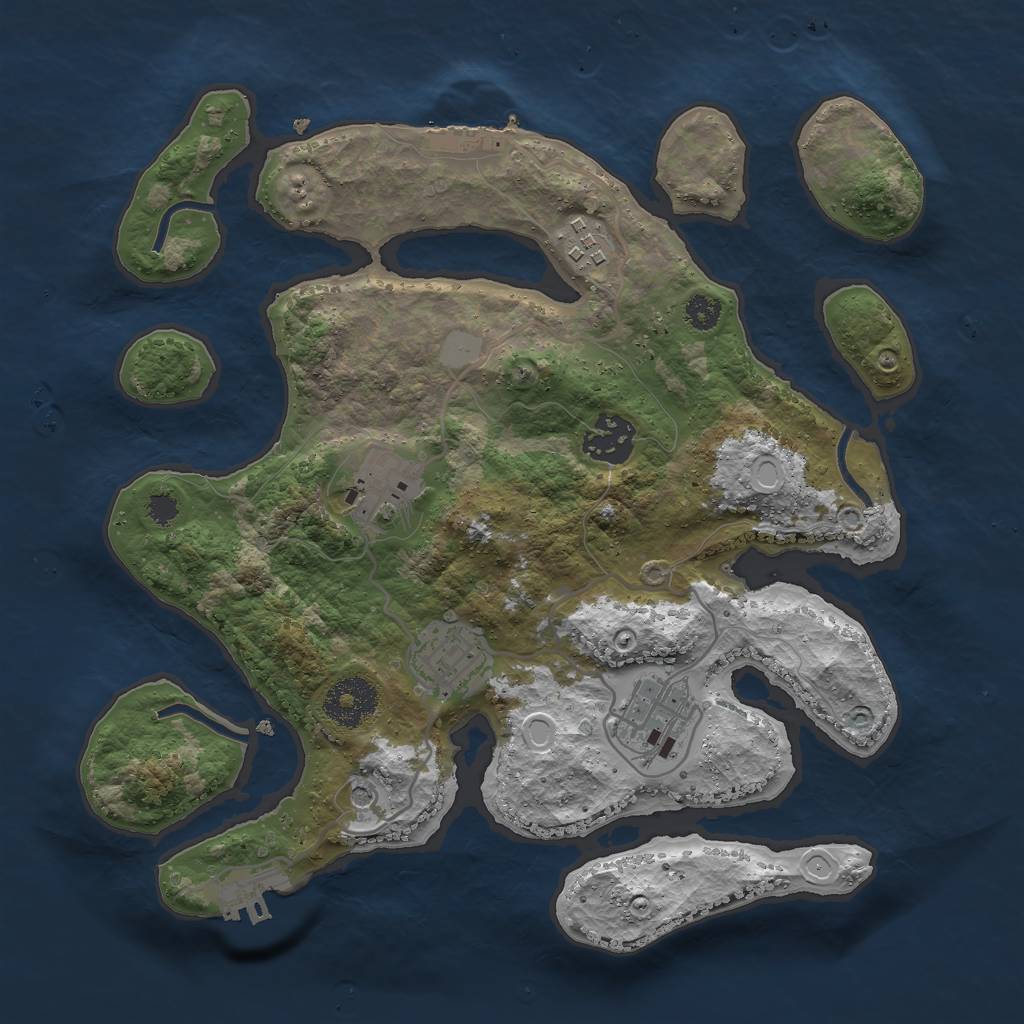 Rust Map: Procedural Map, Size: 3000, Seed: 889957, 13 Monuments