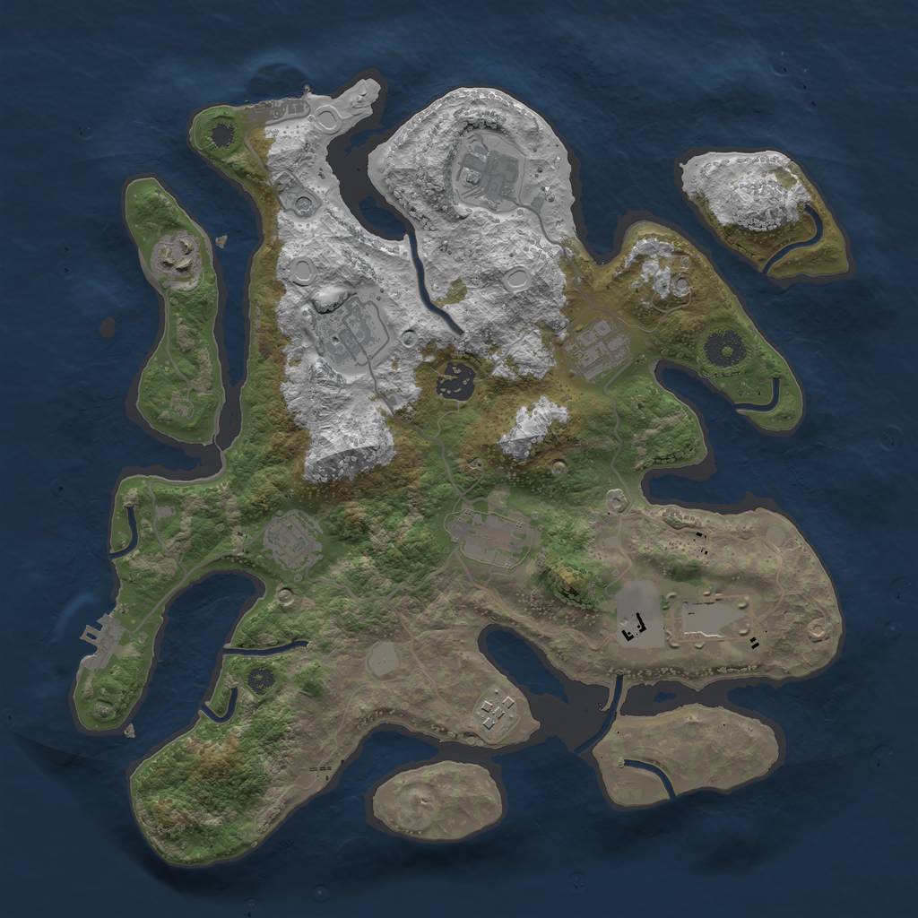 Rust Map: Procedural Map, Size: 3550, Seed: 68869, 17 Monuments